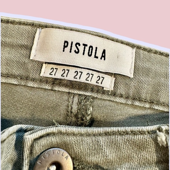 Pistola ‘Audrey’ Moto Style Ribbed-Knee Skinny Jeans in “Eden” Olive Green Sz 27 - Picture 3 of 14